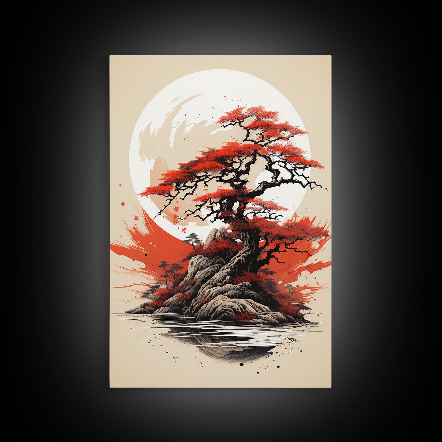 Japanese Wall Art, Japanese Maple Tree, Framed Canvas Print, Japanese Art, Japanese Hanging Wall Art