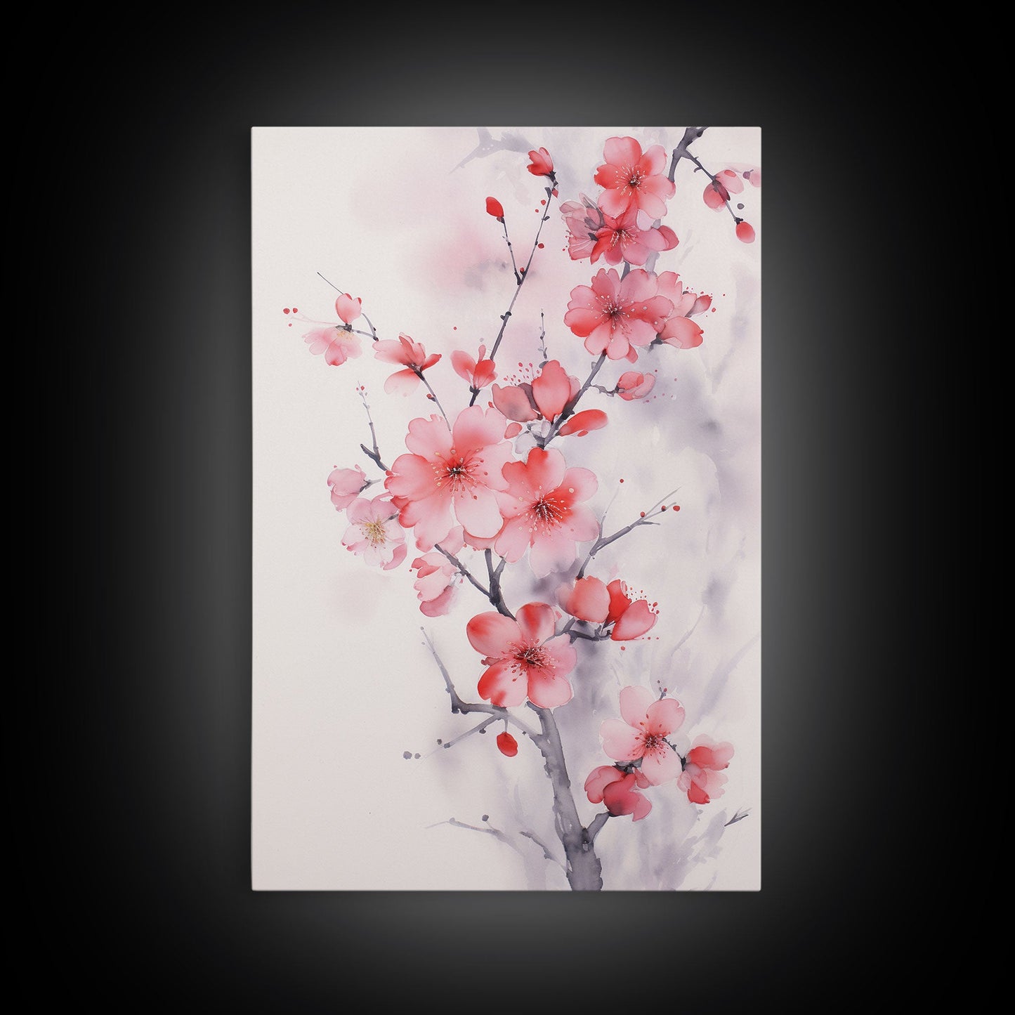 Cherry Blossom, Japanese Wall Art, Floral Wall Print, Nature Art, Canvas Print, Wall Art, Vertical Art, Modern Home Decor, Gift For The Home