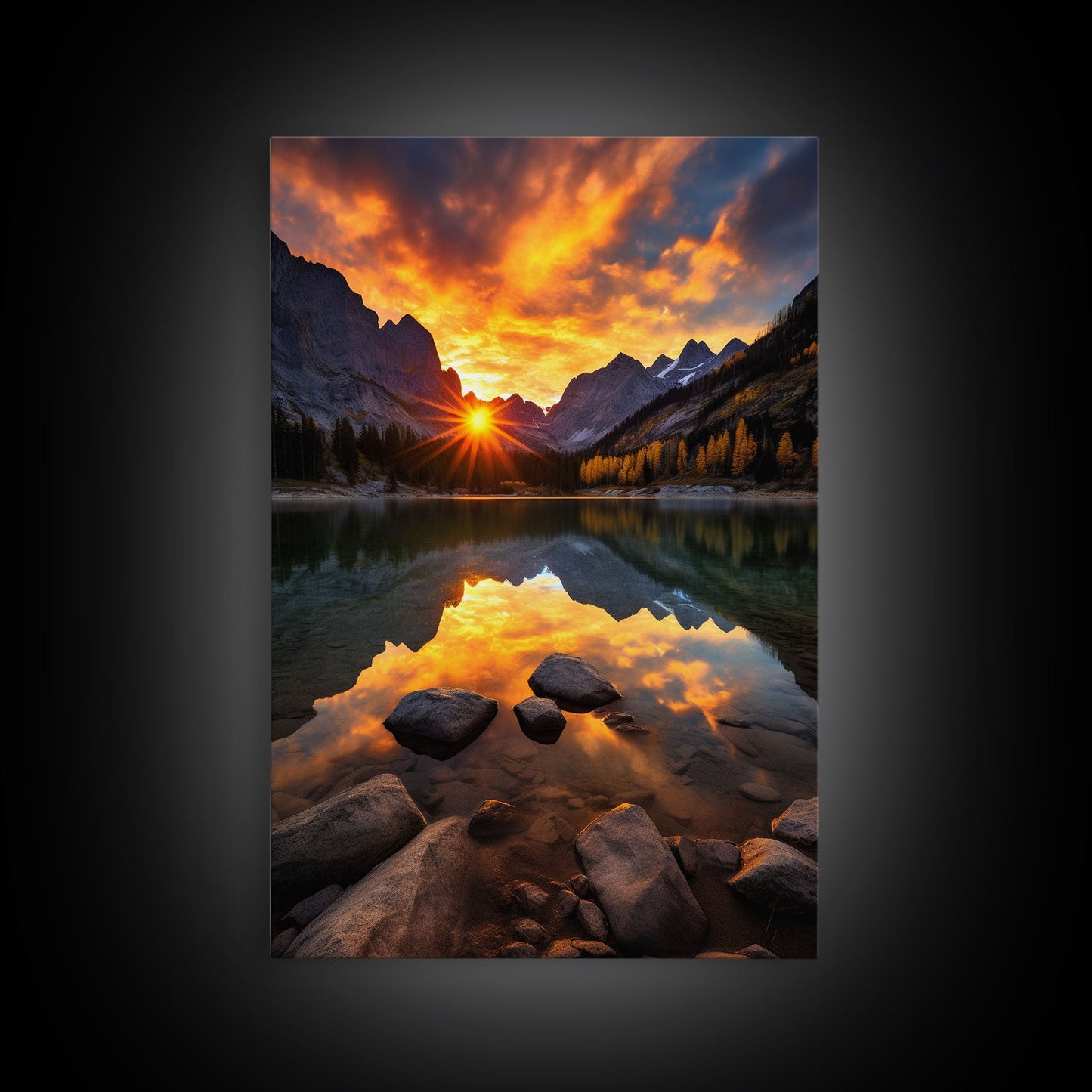Lake Wall Art, Landscape Print, Nature Wall Art, Trees Wall Art, Canvas Print, Wall Art, Vertical Art, Congratulations Gift, Above Bed Art