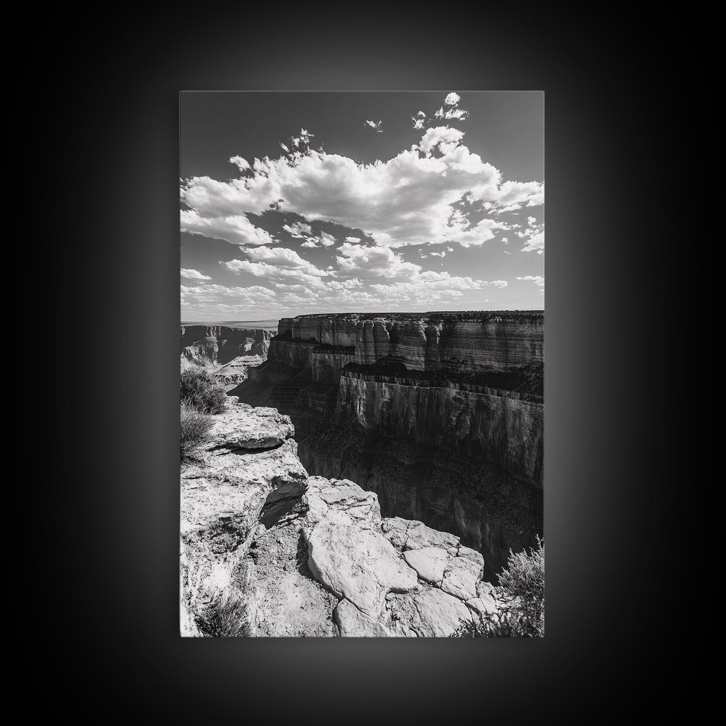 Grand Canyon, Desert, Clouds, Depth - Epic canyon view, Canvas Print, adventurous living room centerpiece, nature-inspired wall art