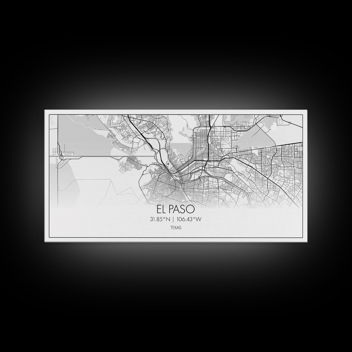 El Paso Street Map, Texas Map, Map Art, Minimalist Art, Wall Art, Canvas Art, Dorm Room Décor, Unique Room Décor, Father Gift, Prints