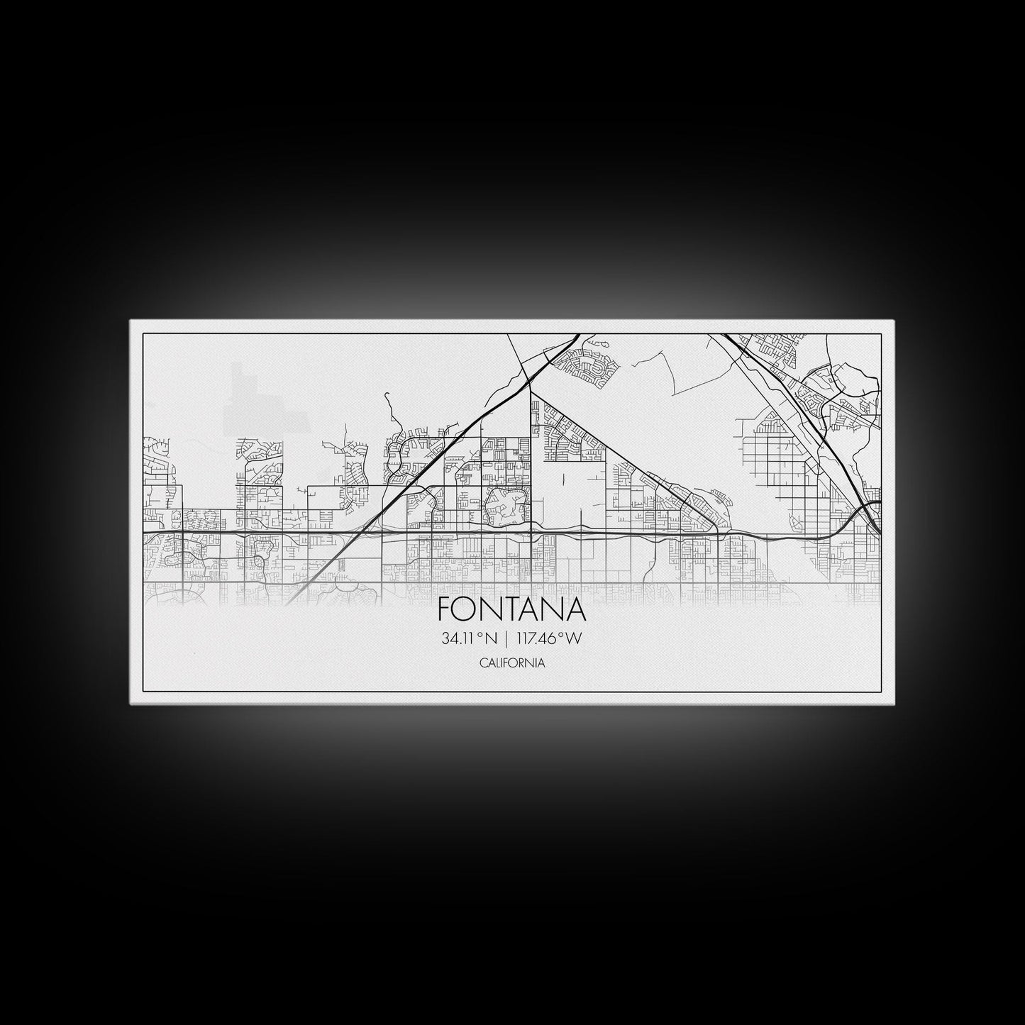 Fontana Street Map, California Map, Map Art, Minimalist Art, Wall Art, Canvas Art, Gift For Couples, Game Room Prints, Above Bed Décor
