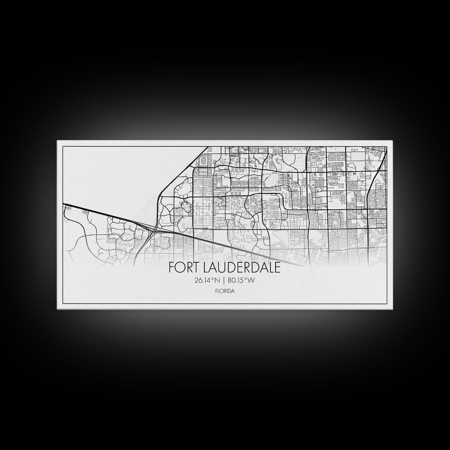 Fort Lauderdale Map, Florida Map, Map Art, Minimalist Art, Wall Art, Canvas Art, Gift For Newlyweds, Boys Room, Billiard Room Décor, Prints