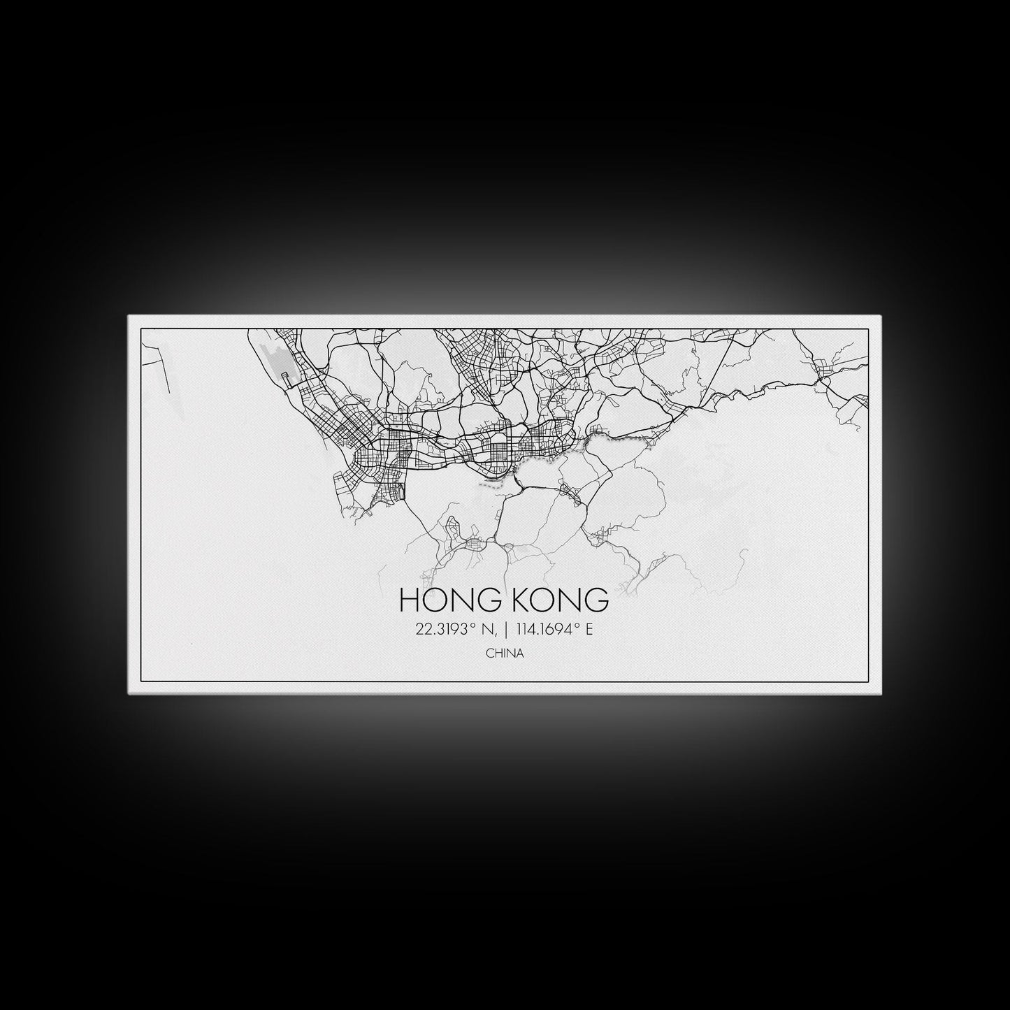 Hong Kong City Map, China Map, Map Art, Modern Art, Wall Art, Canvas Art, Asian Wall Art, Simple Wall Art, Wall Prints Trendy, Modern Gift