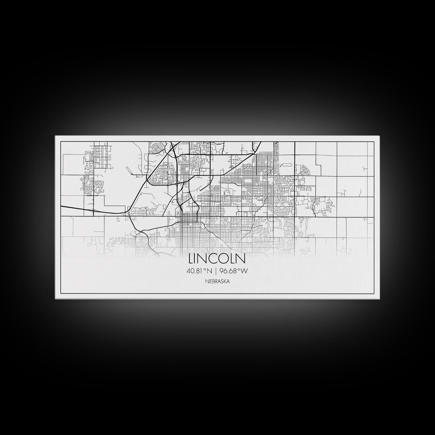 Lincoln City Map, Nebraska Map, Map Art, Modern Art, Wall Art, Canvas Art, Dorm Room Wall Art, Bar Wall Art, Gift For Mom, Teen Wall Art
