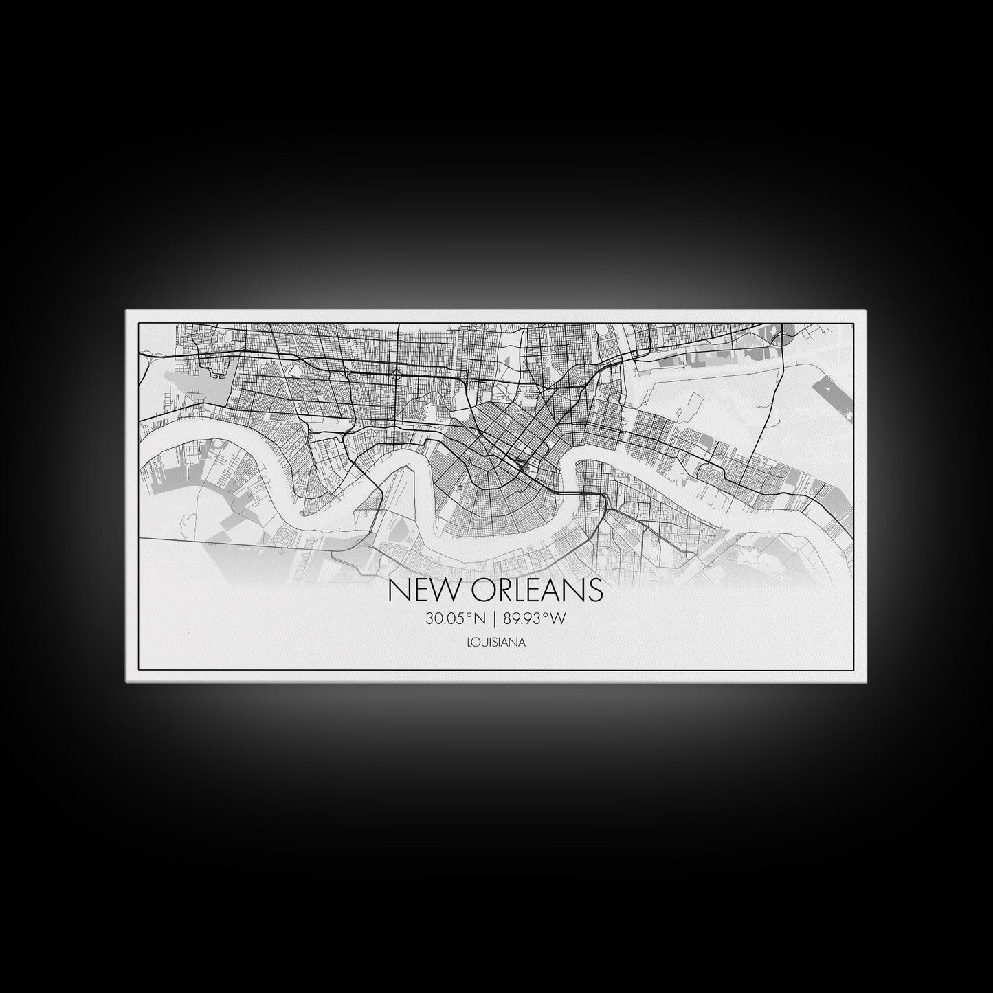 New Orleans City Map, Louisiana Map, Map Art, Minimalist Wall Art, Wall Art, Canvas Art, Housewarming Gift, Trendy Wall Art, Panoramic Art