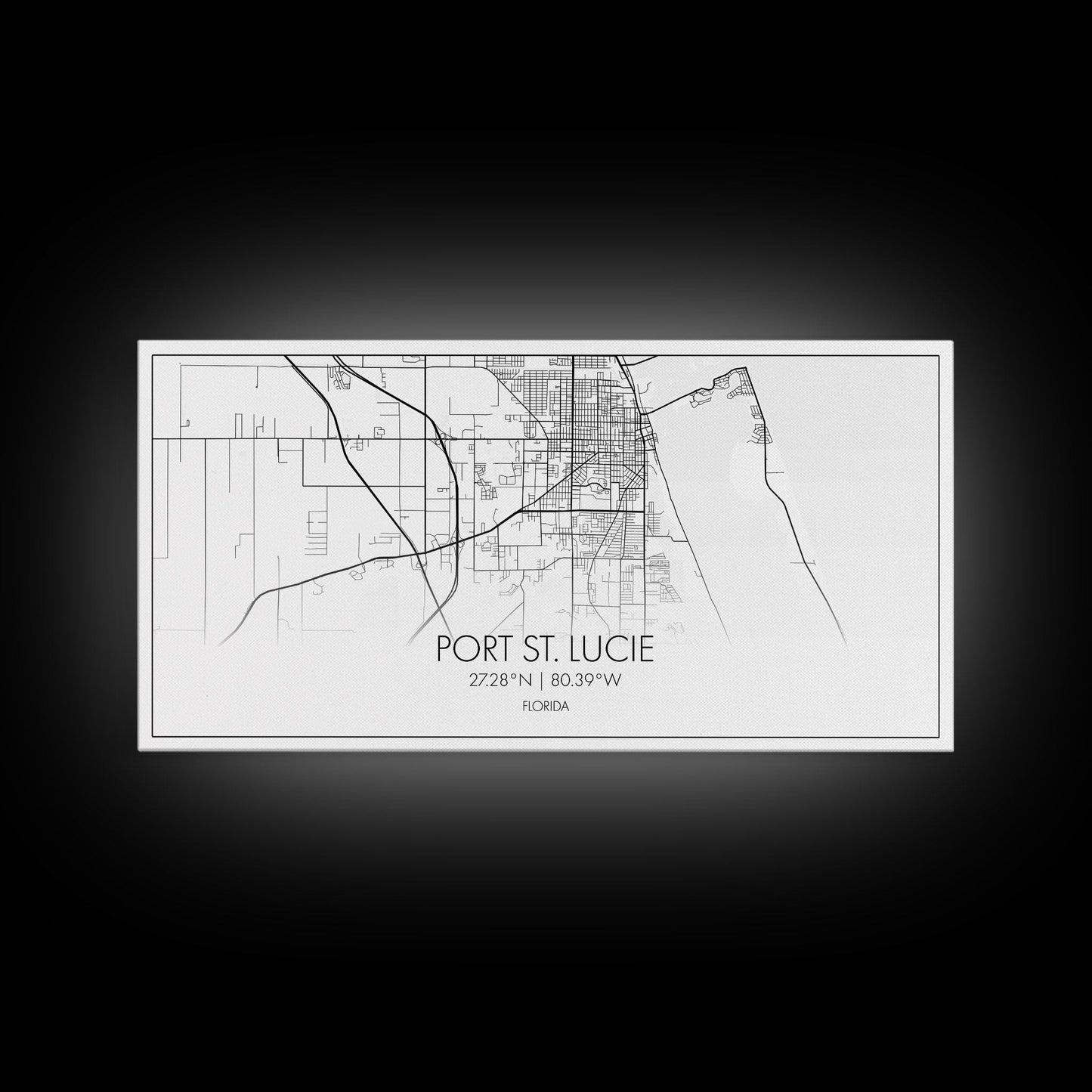 Port St Lucie City Map, Florida Art, Map Print, Minimalist Wall Art, Wall Art, Canvas Art, Rustic Wall Art, Birthday Gift, Dorm Room Décor