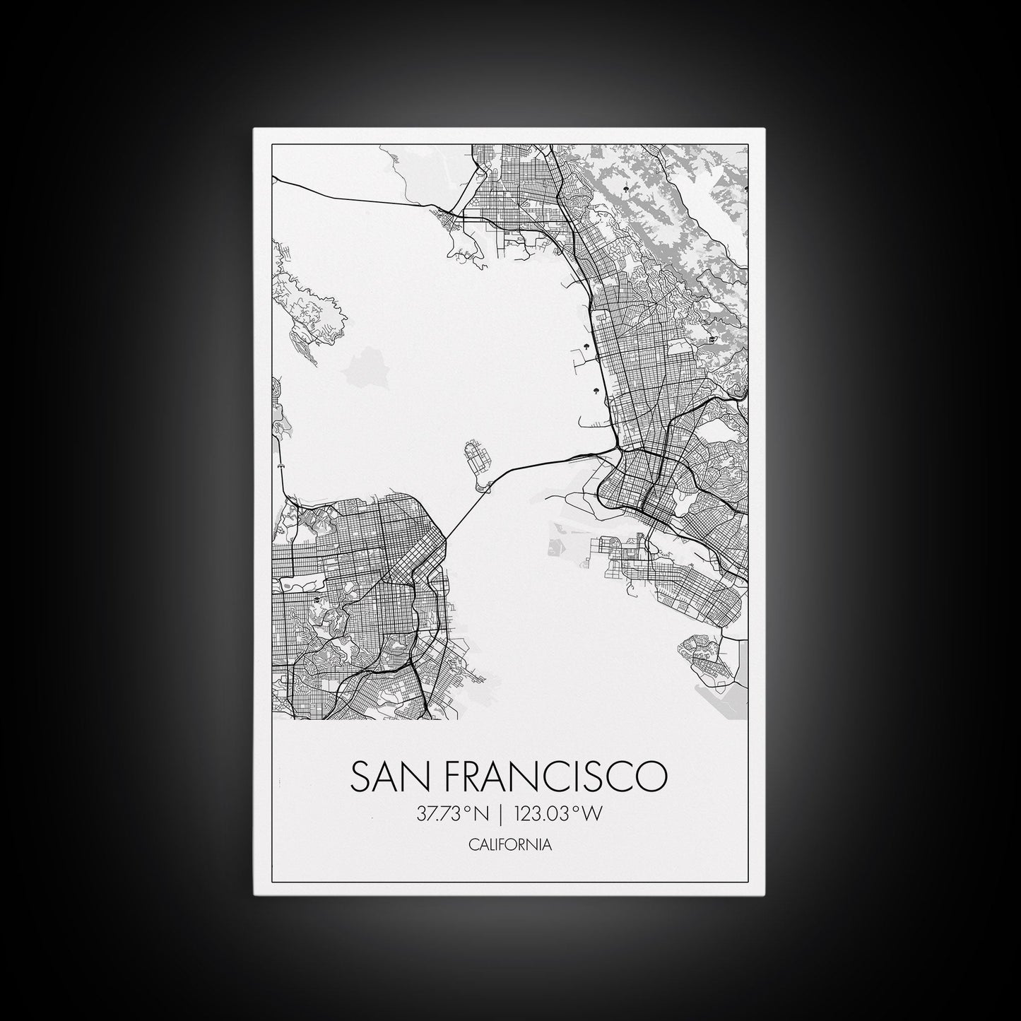 San Francisco Street Map, California Map, City Map Print, Minimalist Art, Wall Art, Canvas Print, Family Room Décor, Gift For Travelers