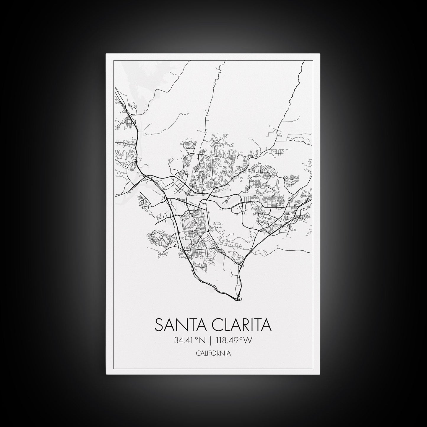 Santa Clarita Street Map, California Map, City Map Print, Minimalist Art, Wall Art, Canvas Print, Bedroom Wall Décor, Unique Travel Gifts