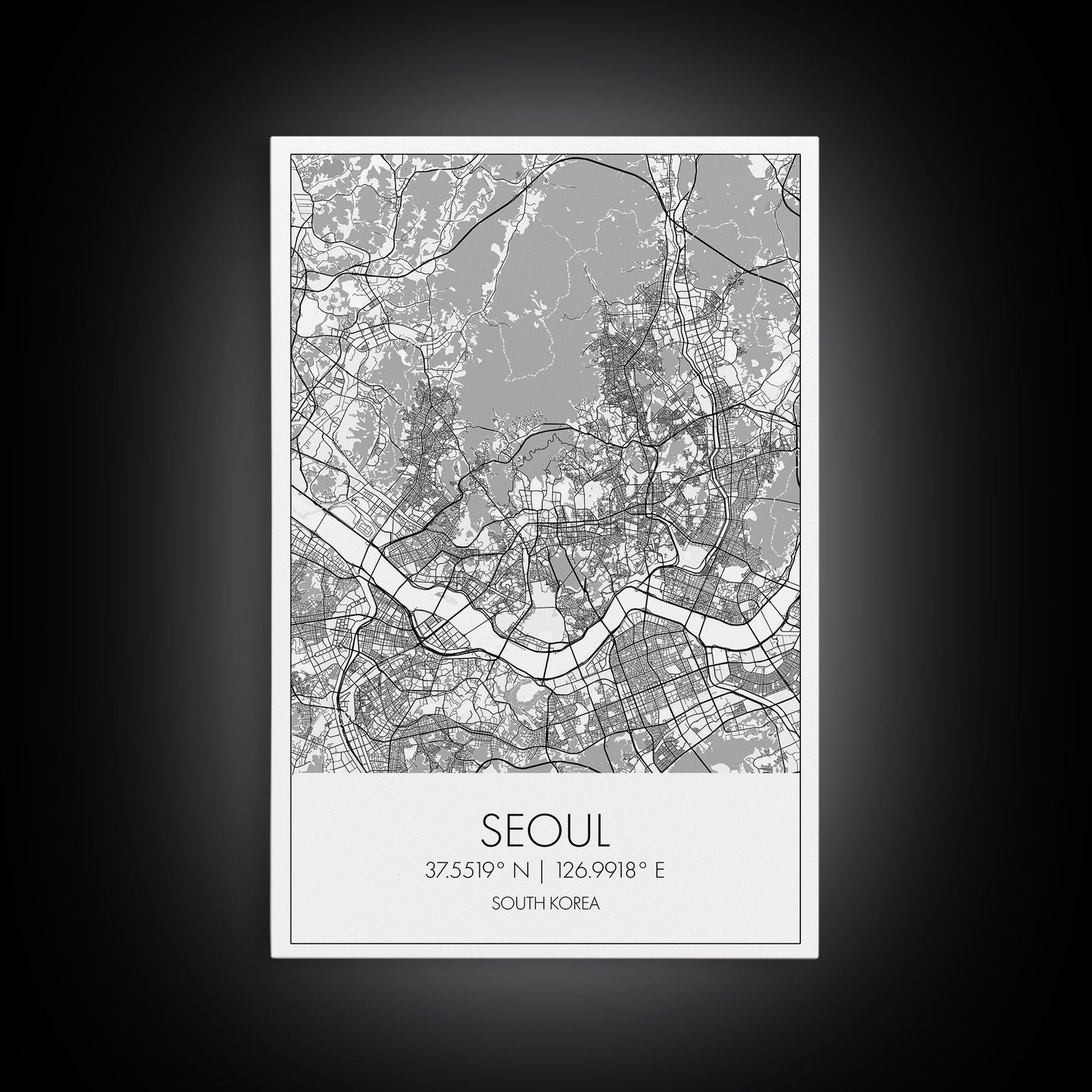 Seoul Street Map, South Korea Map, Asia City Map Print, Minimalist Art, Wall Art, Canvas Print, Travel Gift For Women, Travel Wall Décor