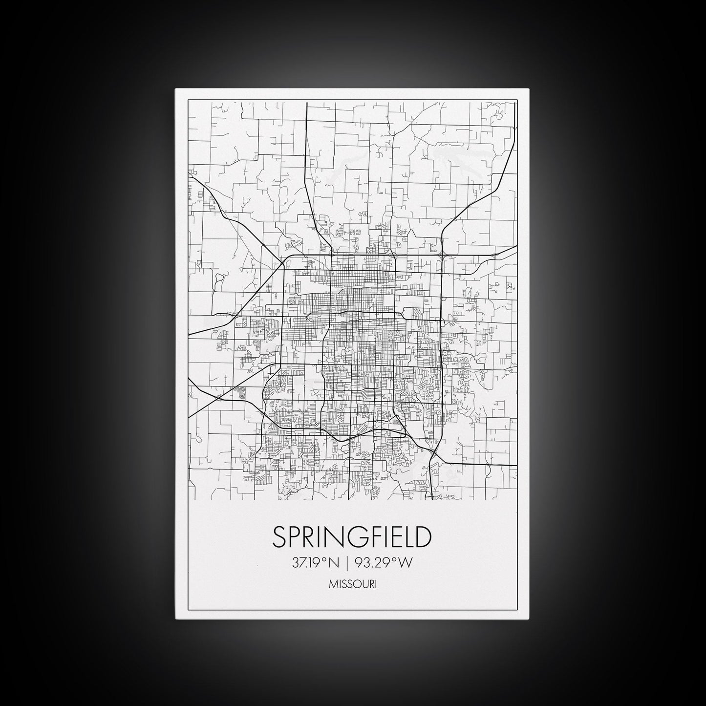 Springfield Street Map, Missouri Map, City Map Print, Modern Wall Art, Wall Art, Canvas Print, Bedroom Wall Décor, Gifts For Couple