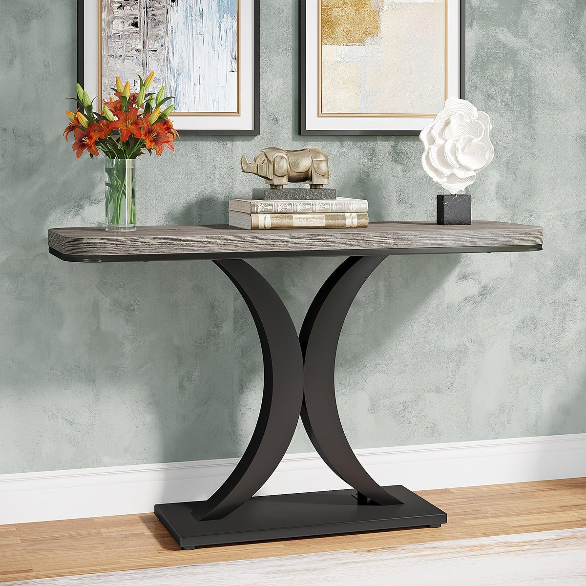 Console Table - Geometric Gray 40 Inch