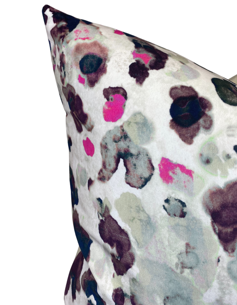 Niumi Jaipur Velvet Pillow Cover in Pink + Grey