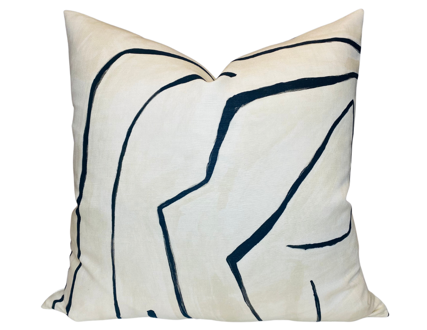 Graffito Pillow Cover in Ivory Linen Onyx, Kelly Wearstler Textiles