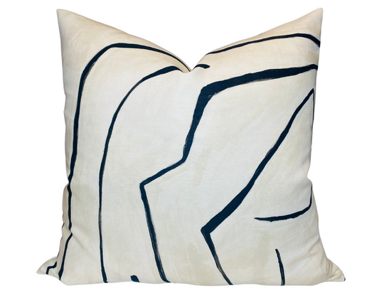 Graffito Pillow Cover in Ivory Linen Onyx, Kelly Wearstler Textiles