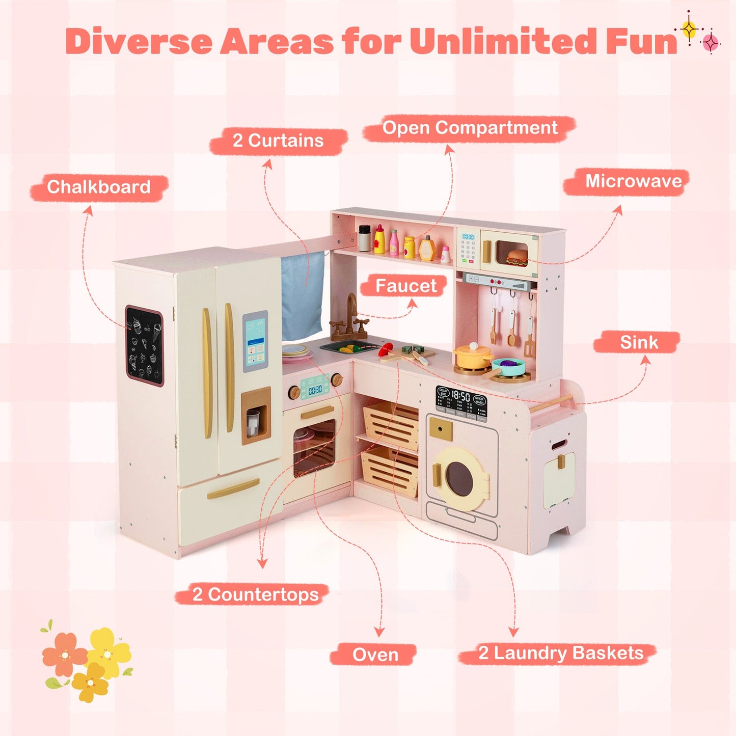 Corner Play Kitchen with Lights and Sounds for Ages 3+