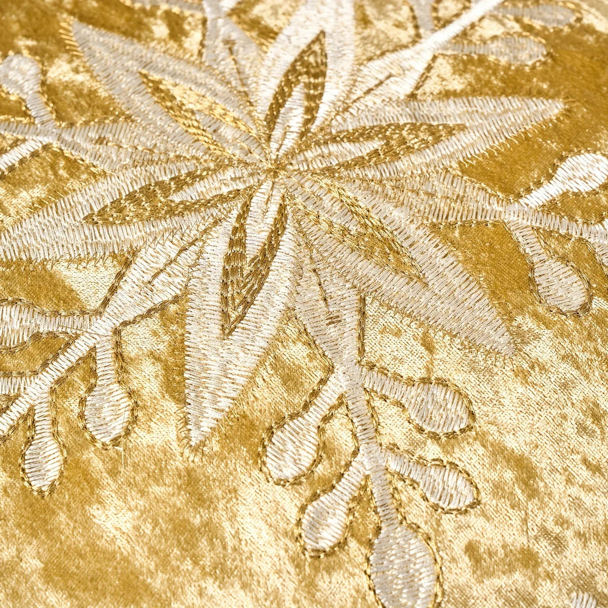 Cotton Christmas Pillow Cover 18x18 inches, White with Golden Snowflake Design