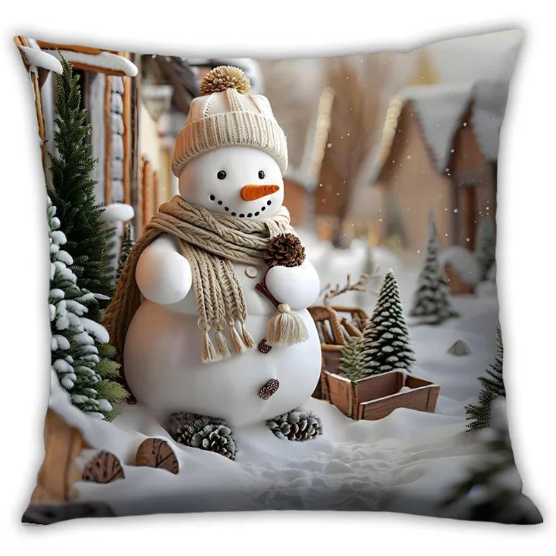 Cotton Christmas Pillow Covers, Santa Claus Pattern, Nordic Style Home Decor