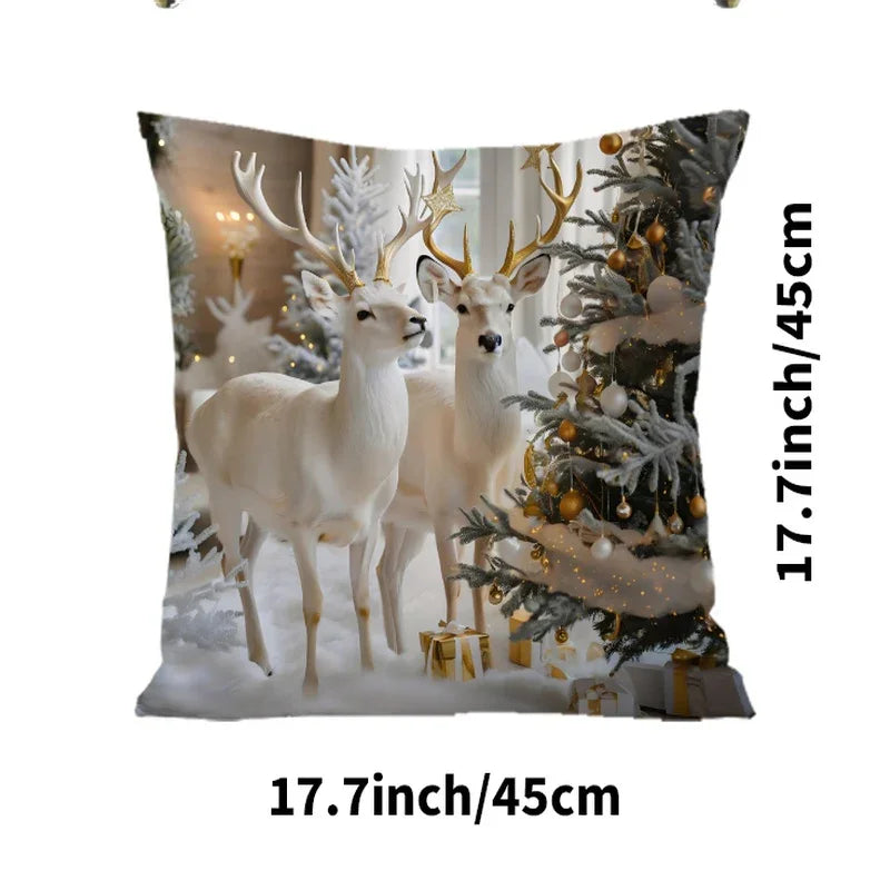 Cotton Christmas Pillow Covers, Santa Claus Pattern, Nordic Style Home Decor