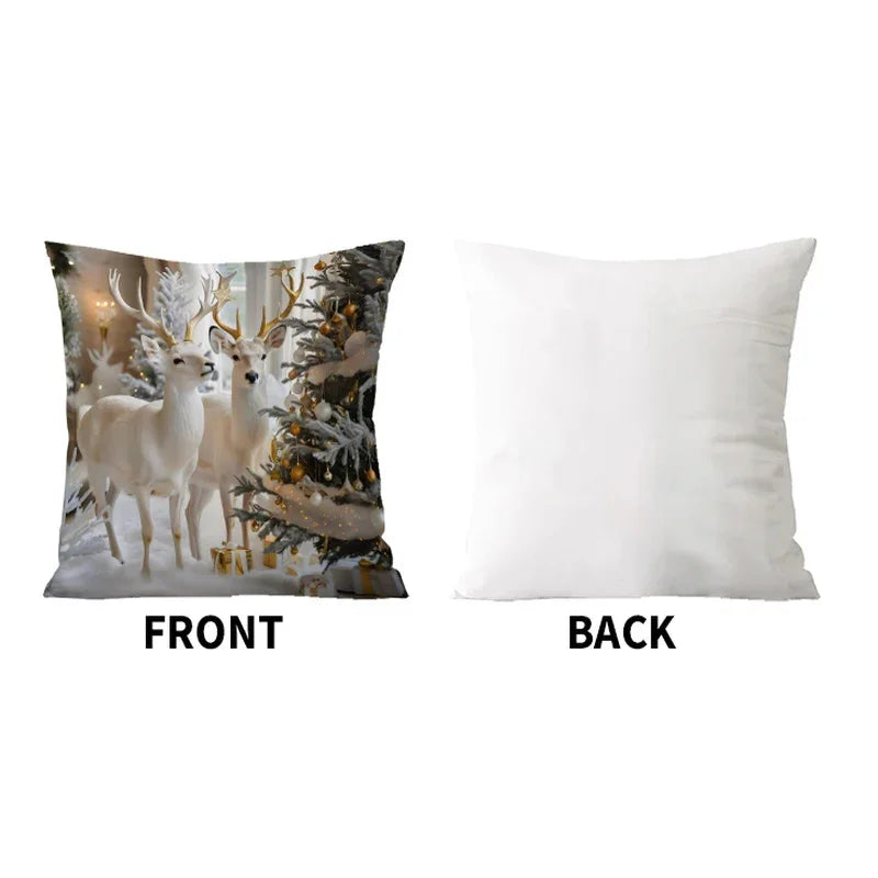 Cotton Christmas Pillow Covers, Santa Claus Pattern, Nordic Style Home Decor