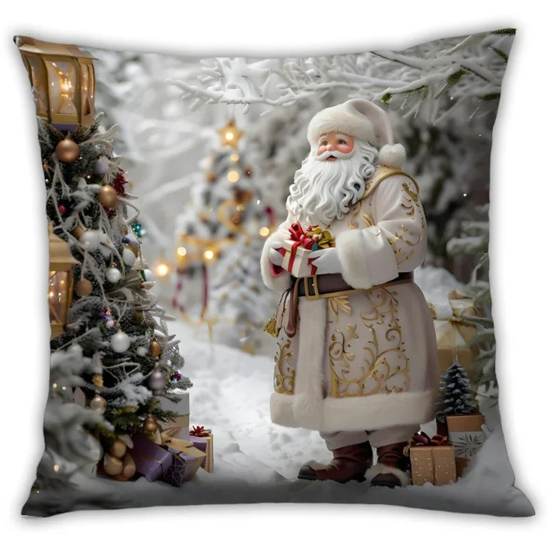 Cotton Christmas Pillow Covers, Santa Claus Pattern, Nordic Style Home Decor