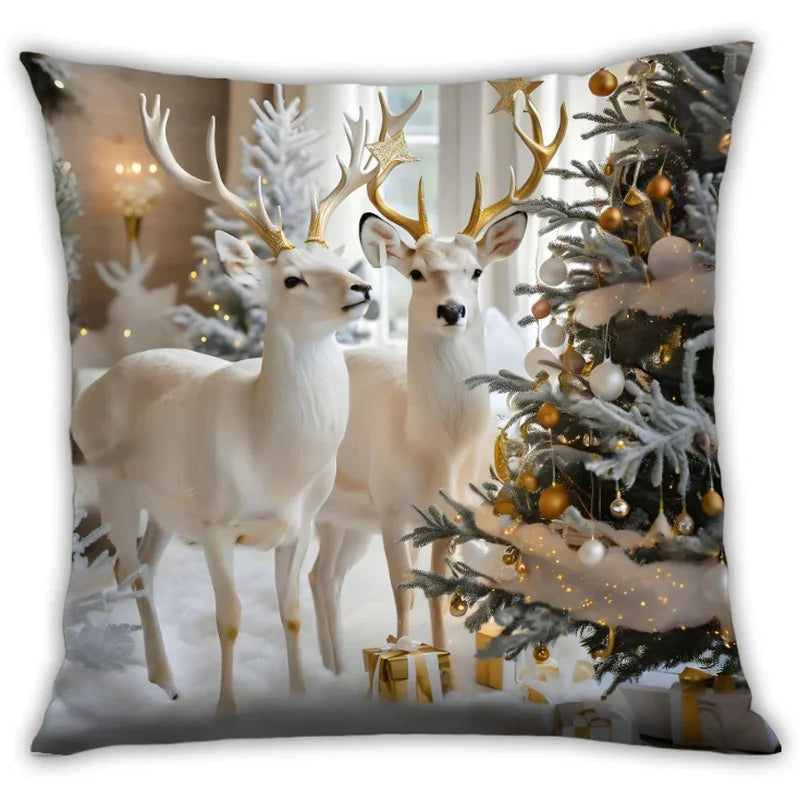 Cotton Christmas Pillow Covers, Santa Claus Pattern, Nordic Style Home Decor