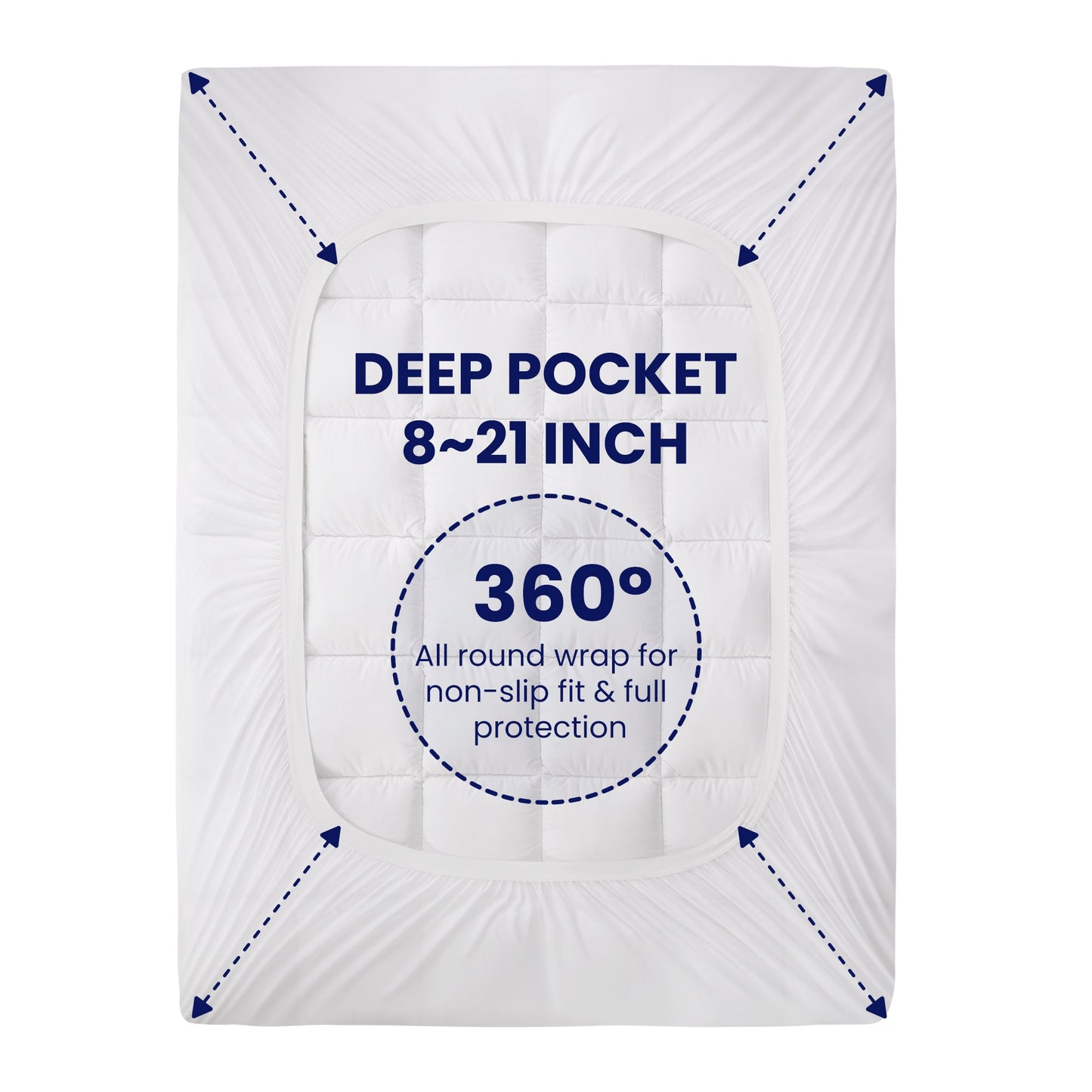 Luxury Thick Cotton Mattress Pad White Soft