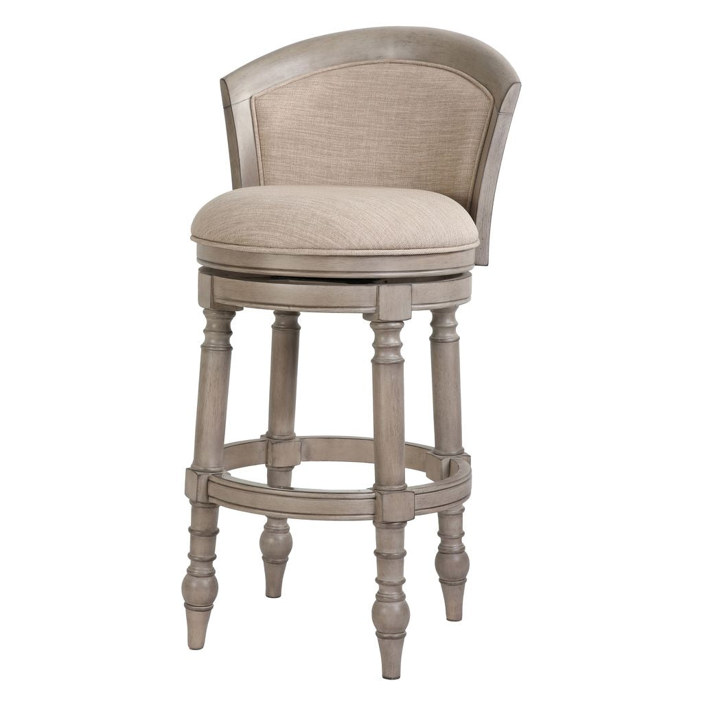 Kitty Hawk Swivel Stool in Uptown Grey & Beige with elegant design and solid wood construction.