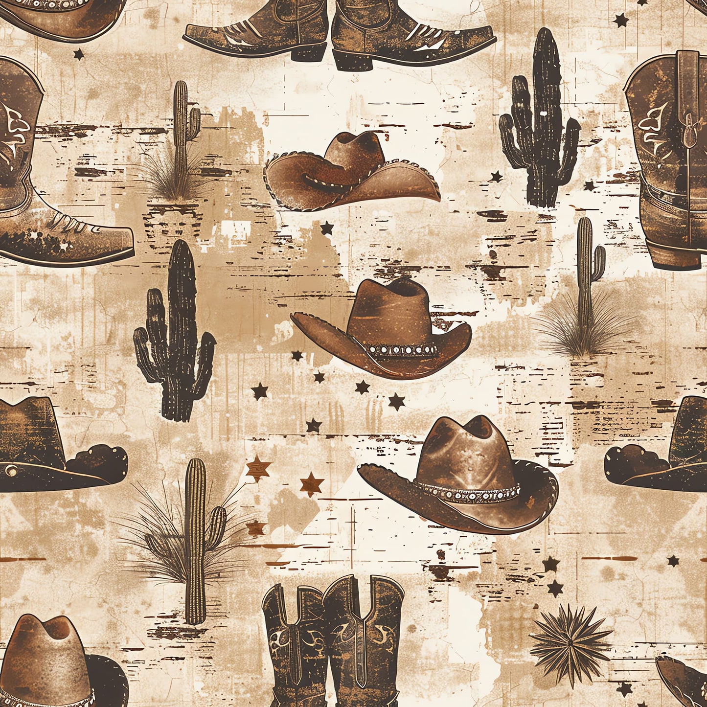 Desert Cactus & Boots Wallpaper - Coastal Cowgirl Aesthetic