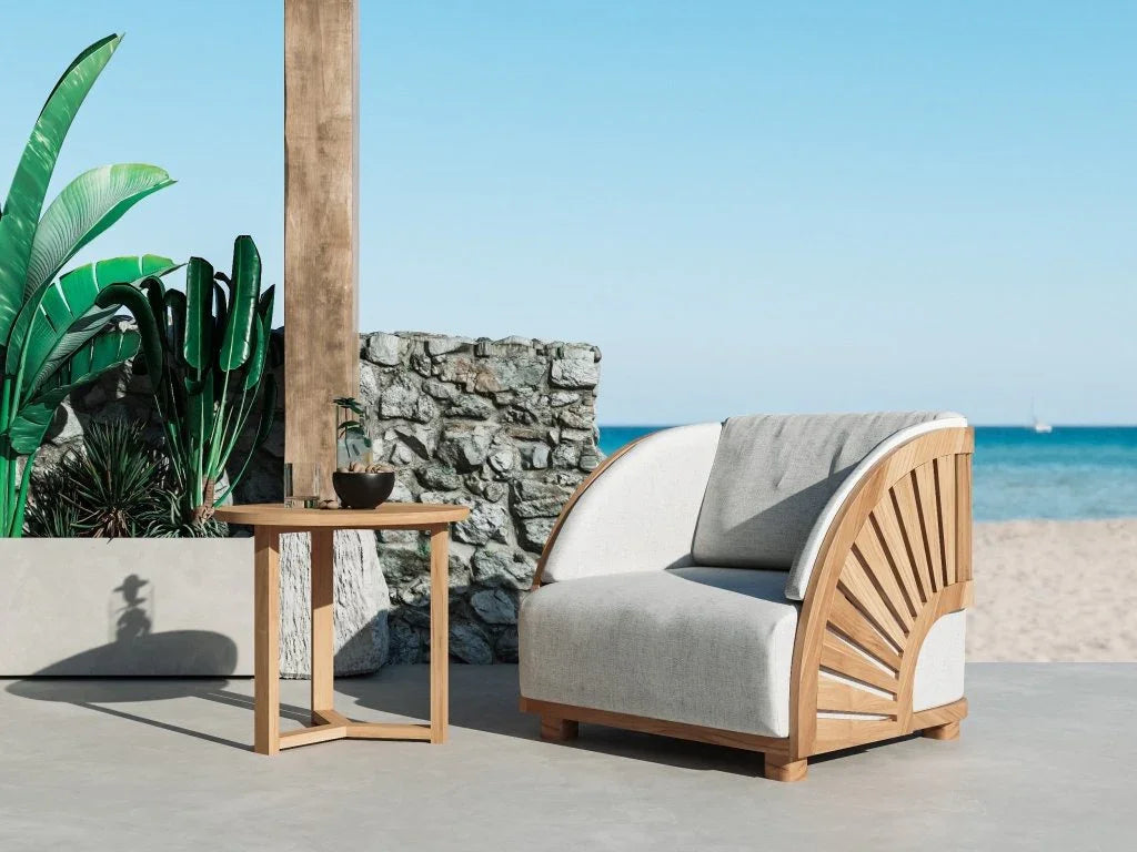 Cross Legs Nesting Teak Patio Side Table