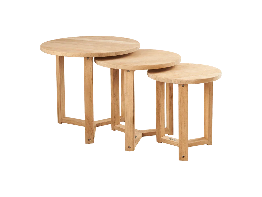 Cross Legs Nesting Teak Patio Side Table
