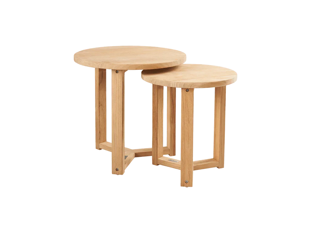 Cross Legs Nesting Teak Patio Side Table