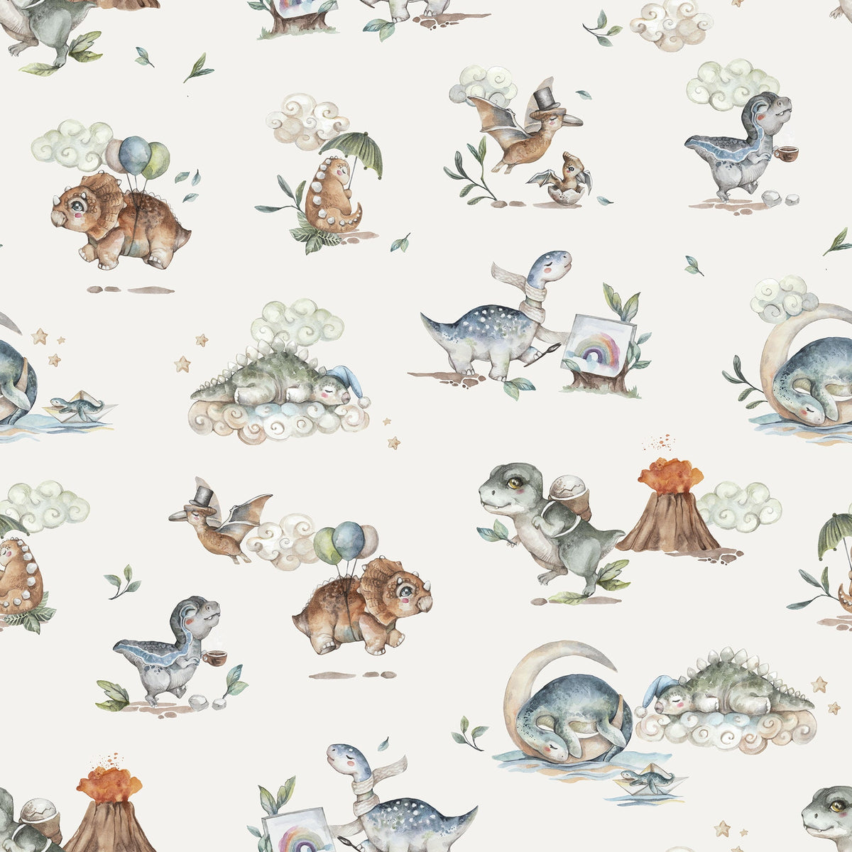Gentle Dino Days – Dinosaur Wallpaper for Nurseries & Kids Rooms
