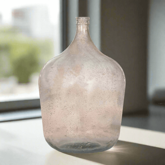 Vintage Demijohn Glass Bottle Vase in Antique Green