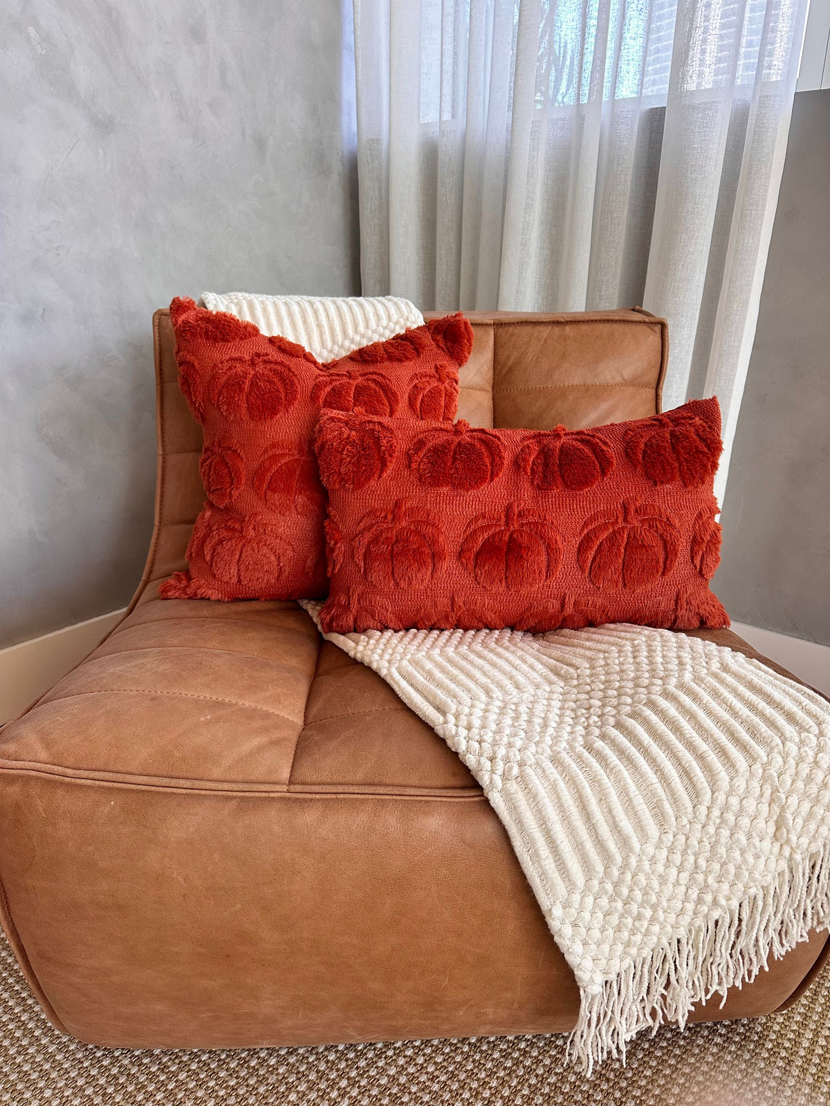 Dark Rust Pumpkin Lumbar Pillow Cover