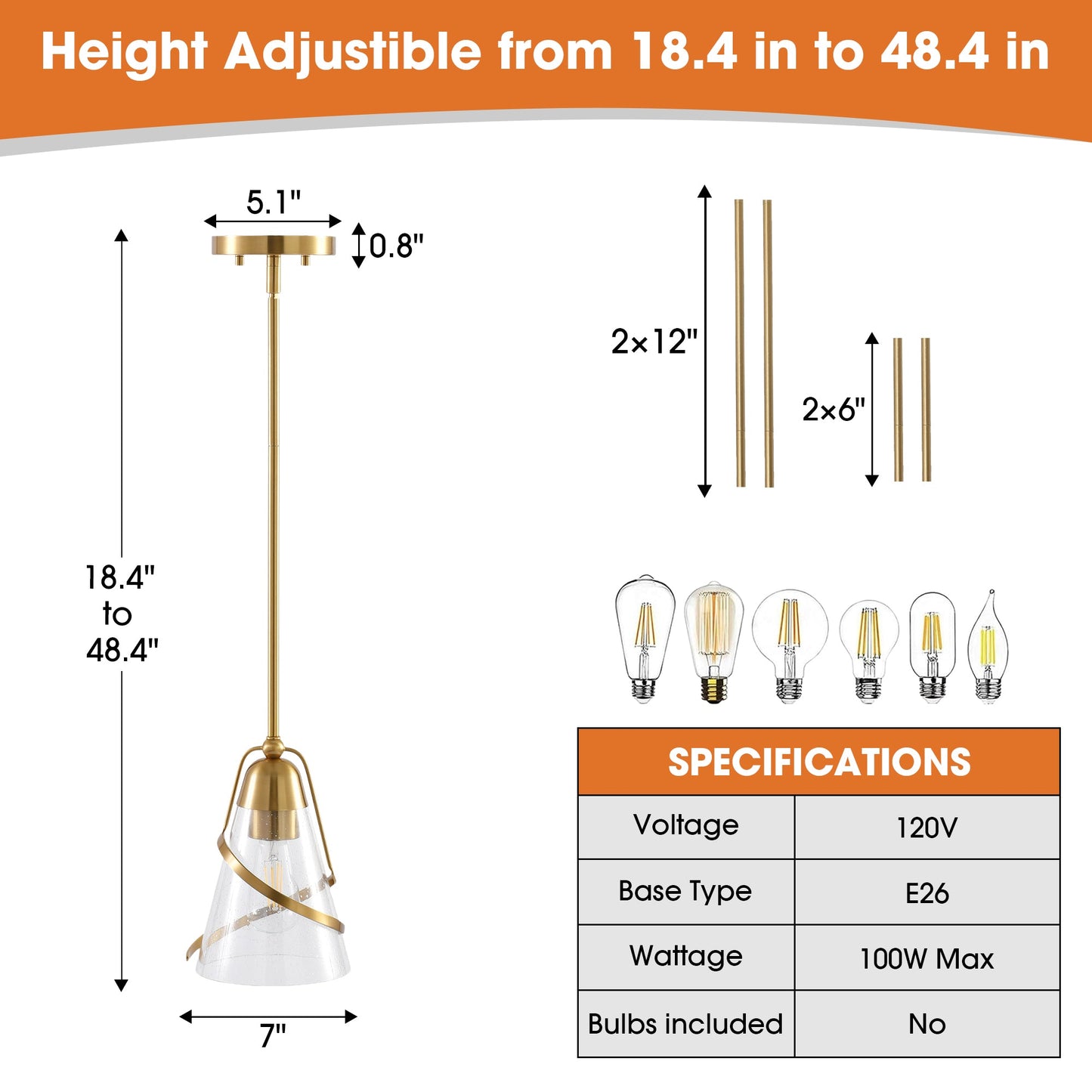 7 Inch Ryan 1-Light Island Pendant Light