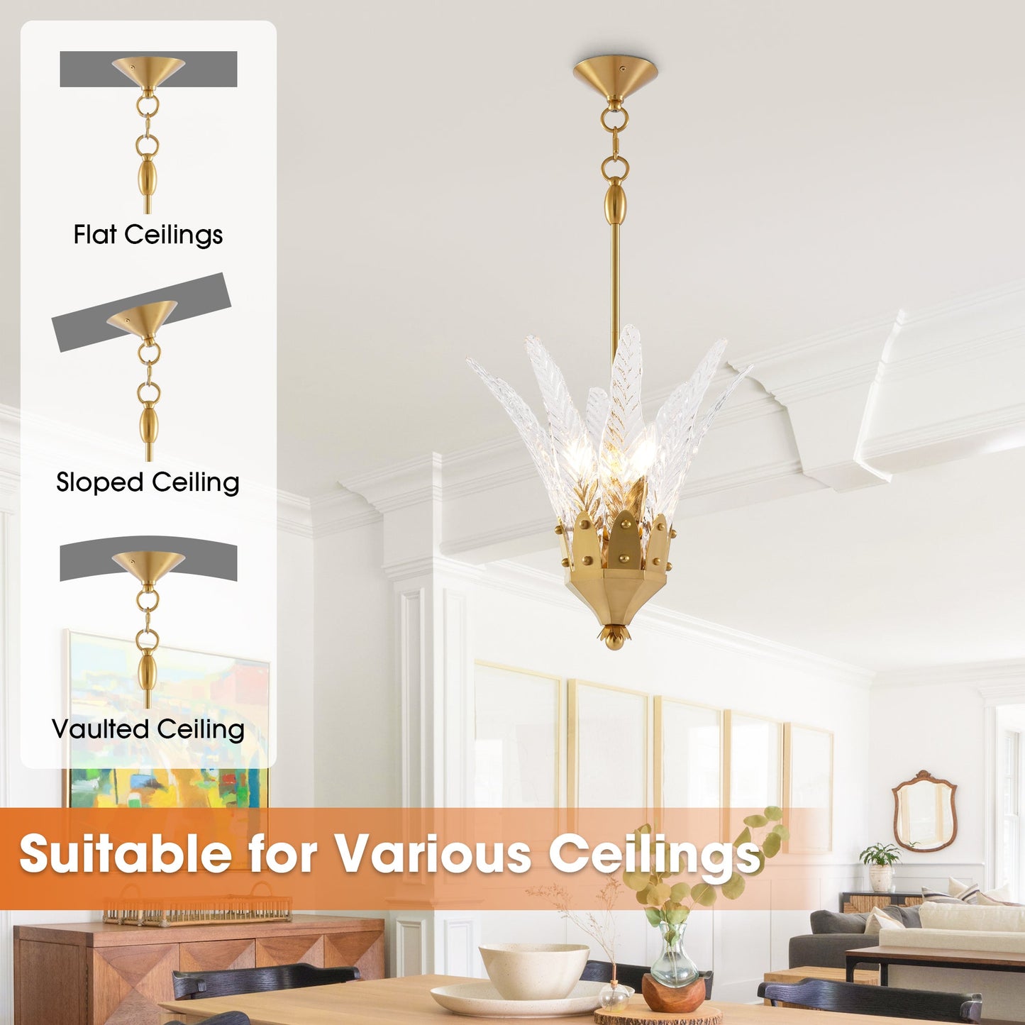 17 Inch Vito 3-Light Feather-shaped Island Pendant Light