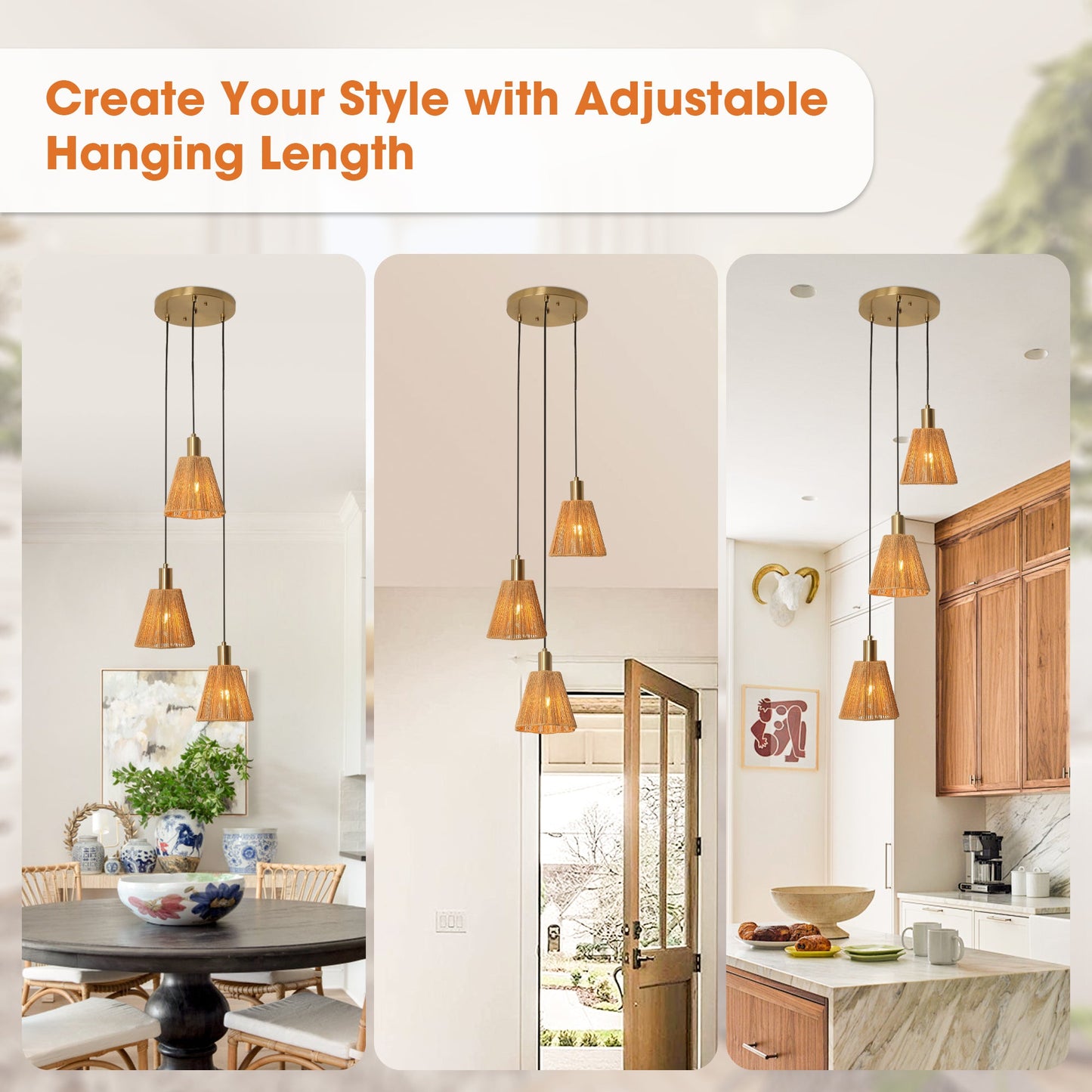 15 Inch Merle 3-Light Island Pendant Light