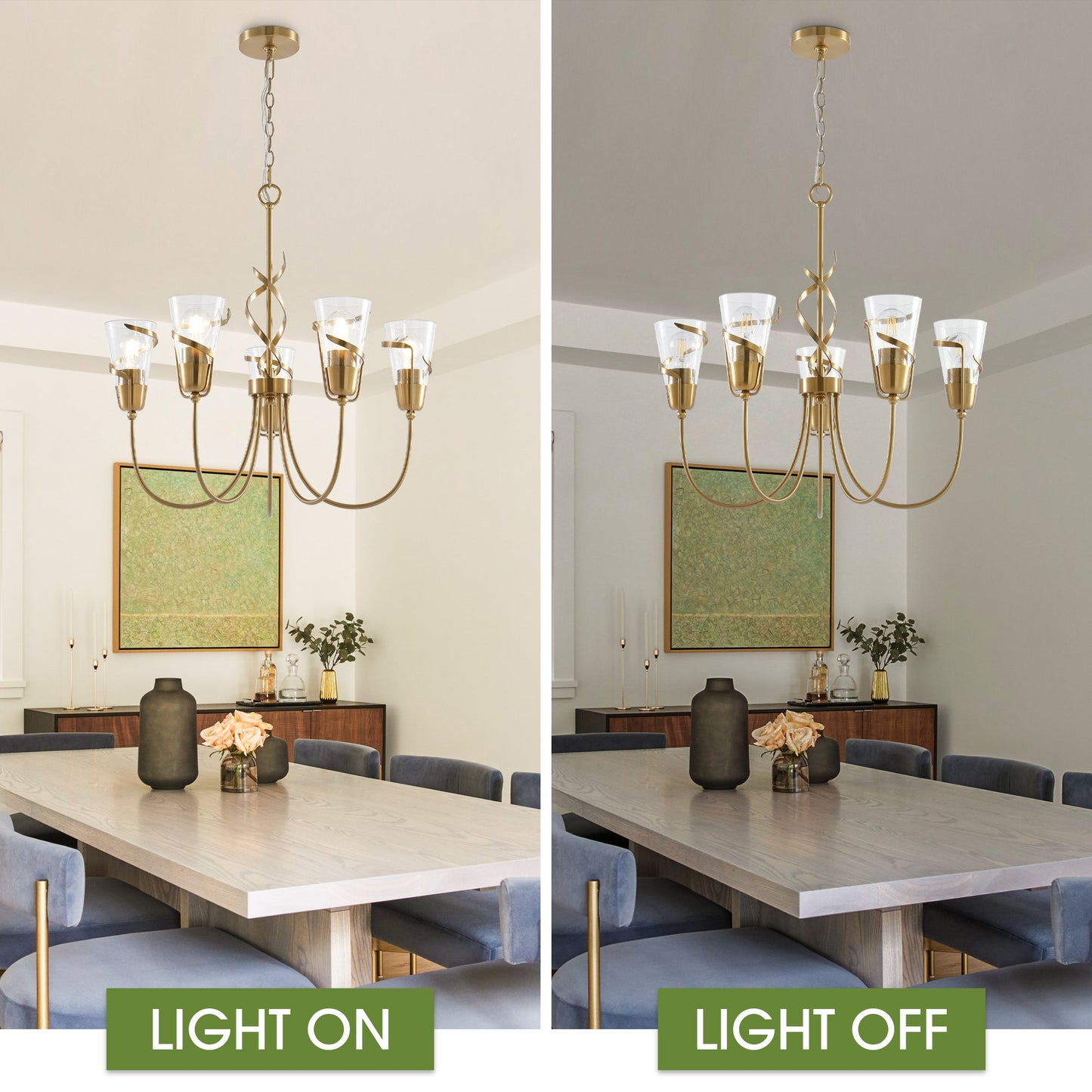 26 Inch Uriah 5-Light Golden Chandelier