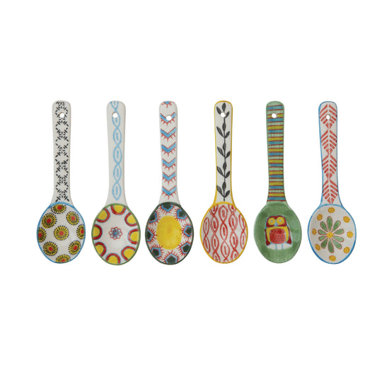 Hand-Painted Colorful Stoneware Spoons