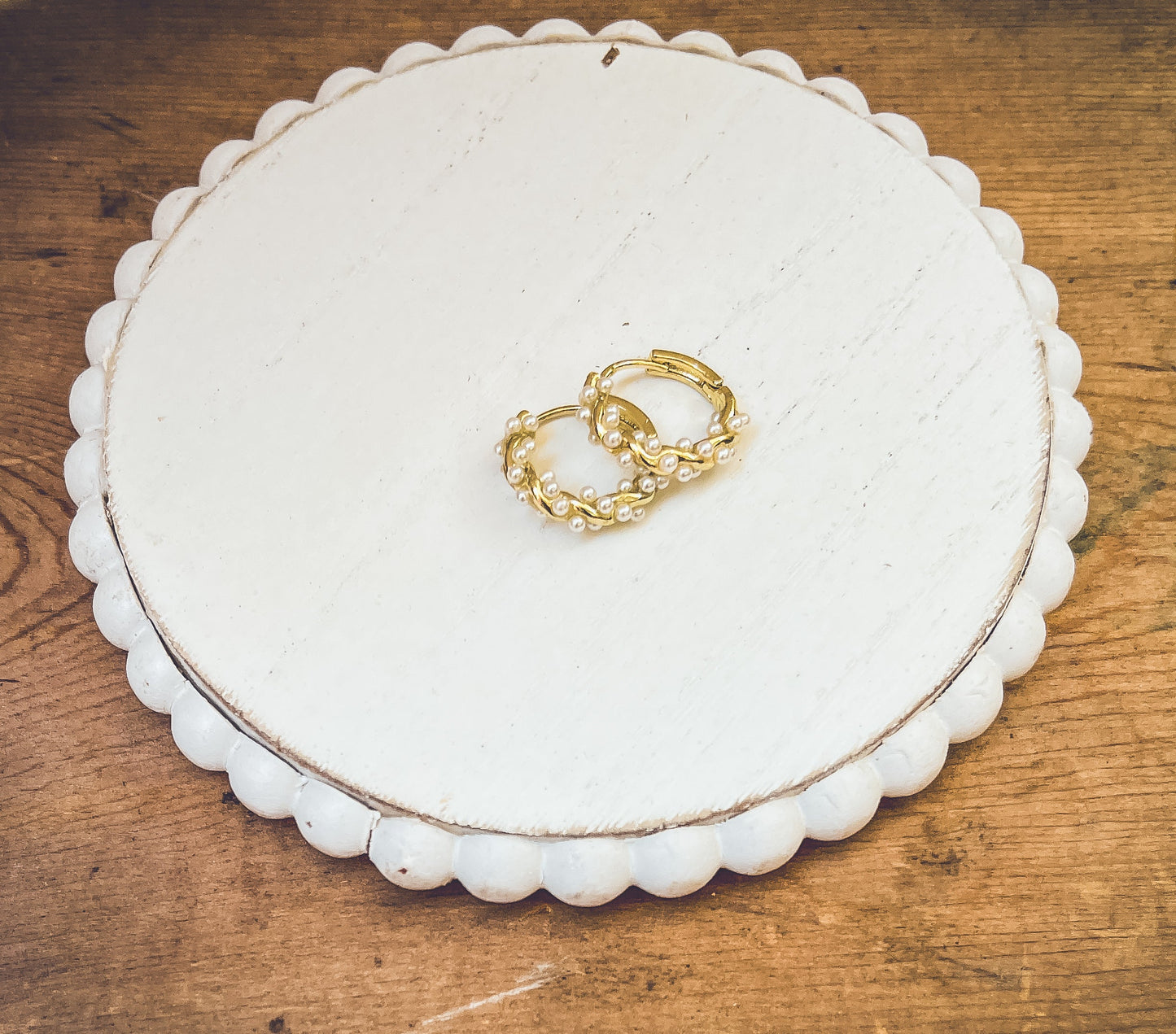 Beautiful Dainty Pearl Hoops