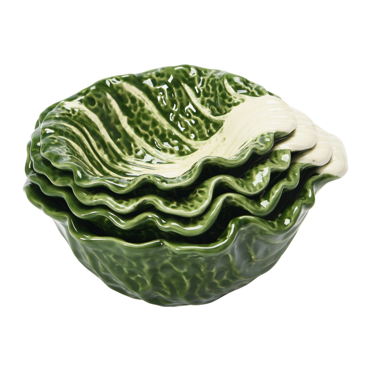 Green Cabbage Nesting Bowls | Set of 4