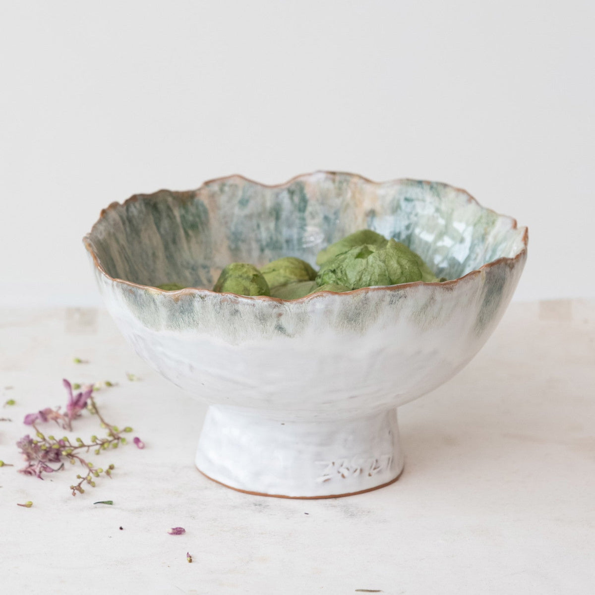 Reactive Glaze Ceramic Footed Bowl