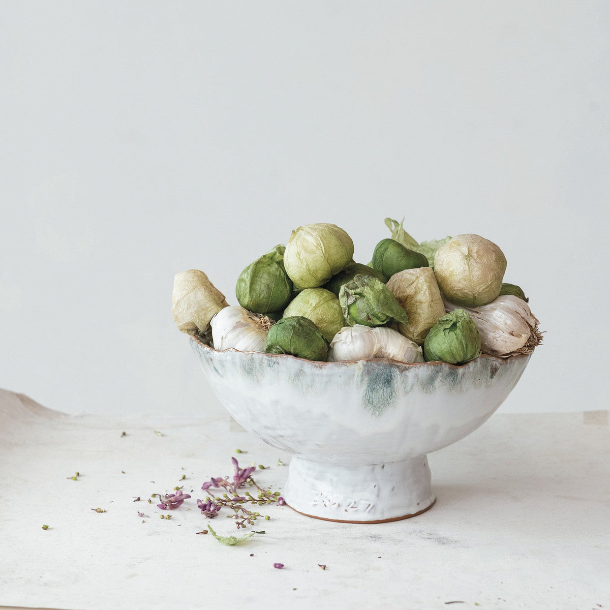 Reactive Glaze Ceramic Footed Bowl