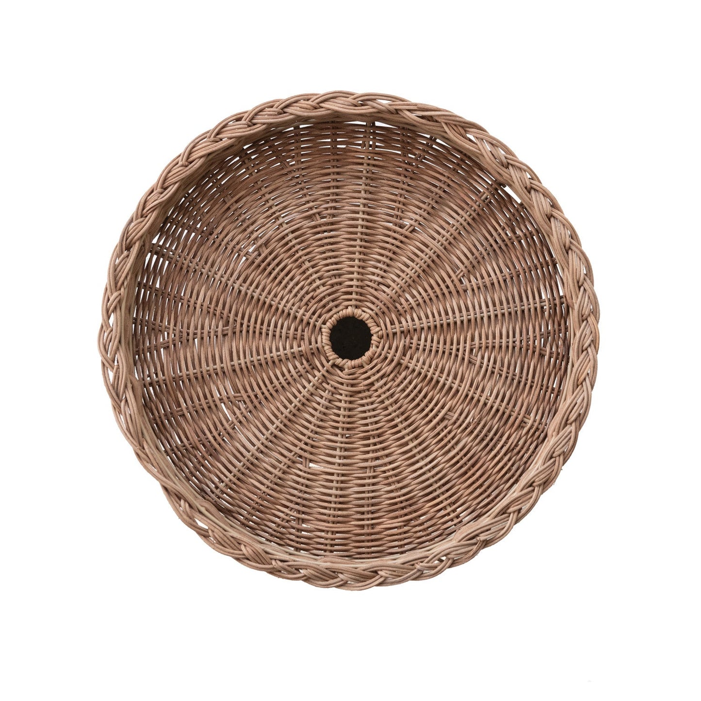 Natural Rattan Pedestal Stand with Braided Rim