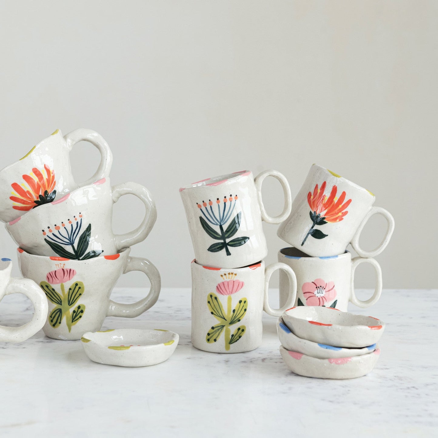 Hand-Painted Ceramic Petite Floral Mug | 4 Styles