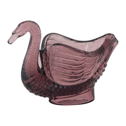 Purple Recycled Glass Swan Toothpick & Spoon Dish