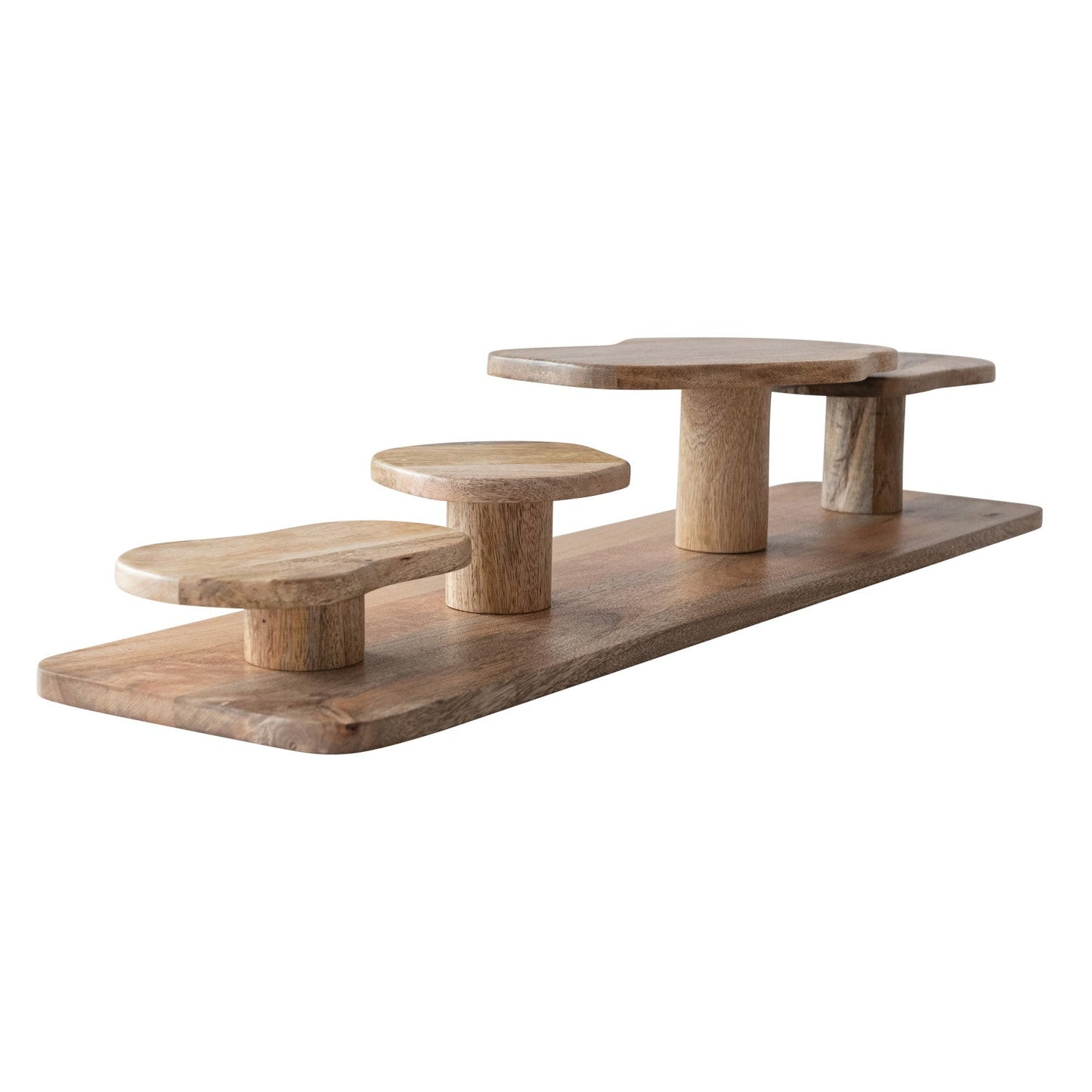 Mango Wood Serving Board with Pedestal Stands