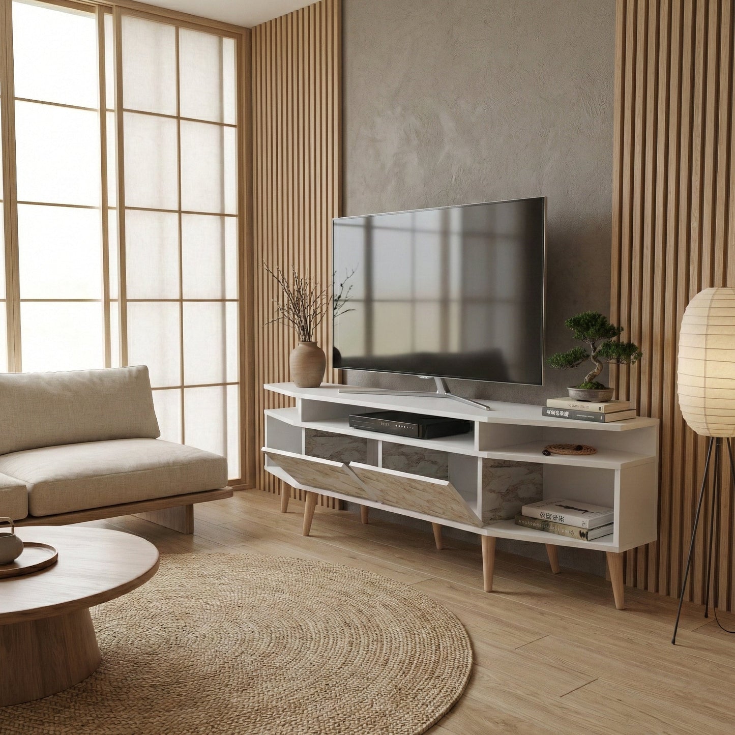 Dennis 71 in Wide Modern TV Stand Media Console with Storage for TVs up to 80 in
