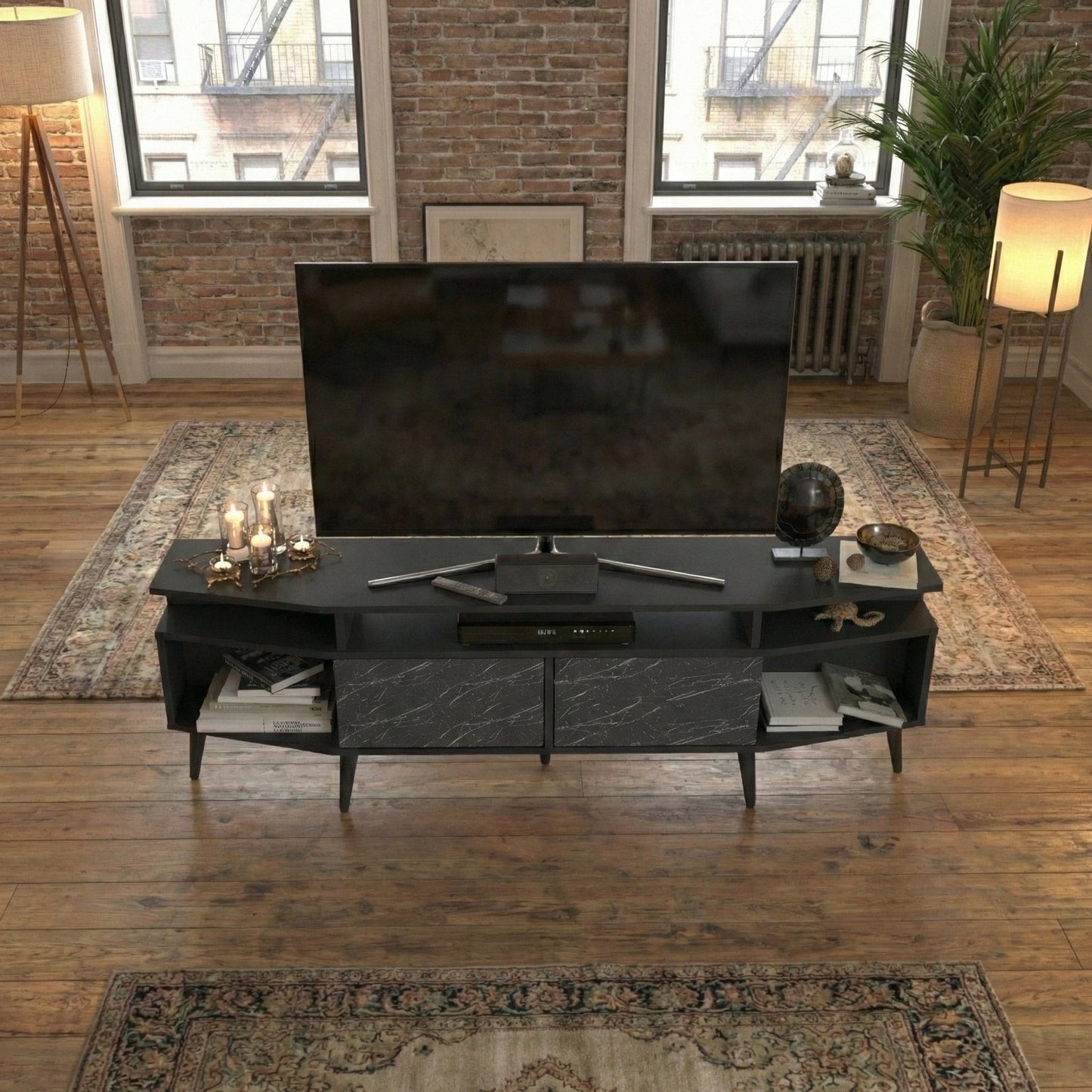 Dennis 71 in Wide Modern TV Stand Media Console with Storage for TVs up to 80 in